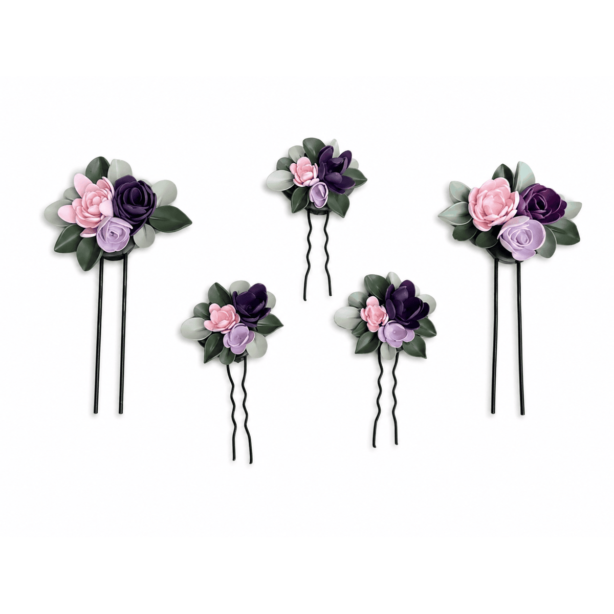 Lilac Braid Pins (2 Big; 3 Small)