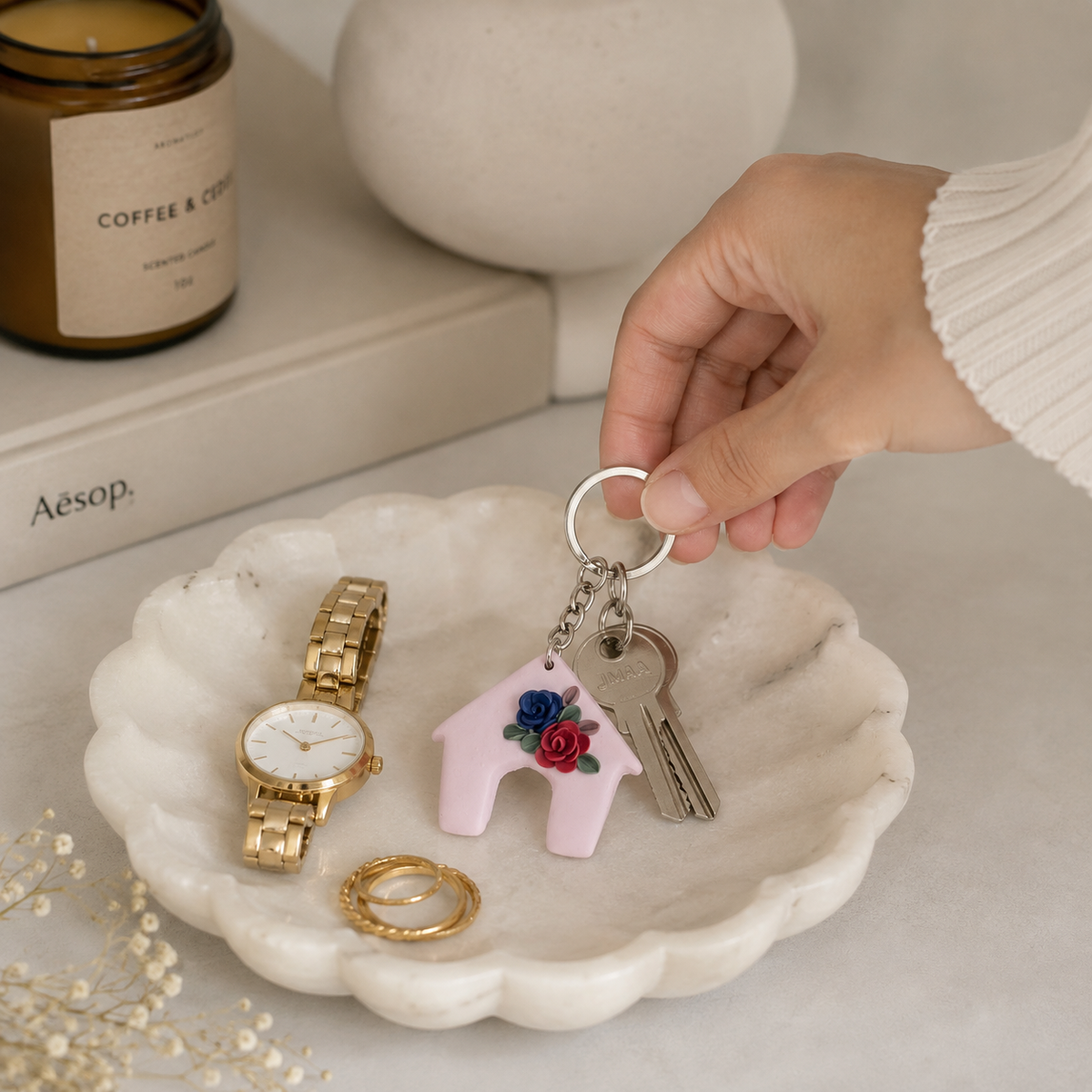 Home Keychain - Beige