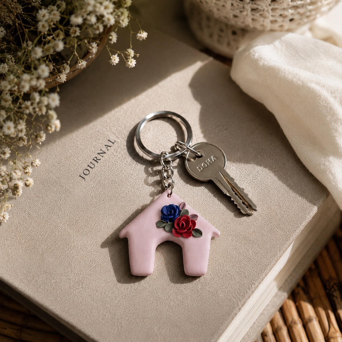 Home Keychain - Beige