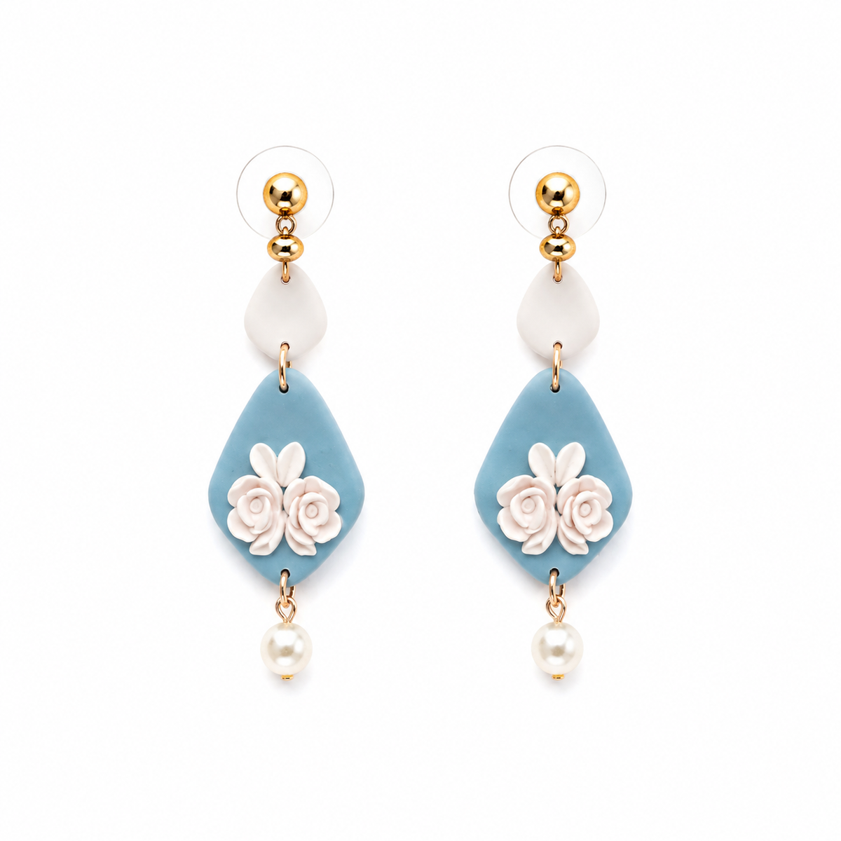 Blue Peonies Earrings